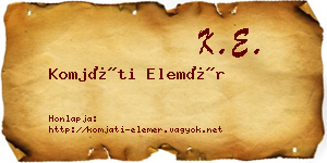 Komjáti Elemér névjegykártya