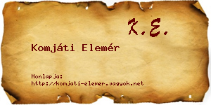 Komjáti Elemér névjegykártya